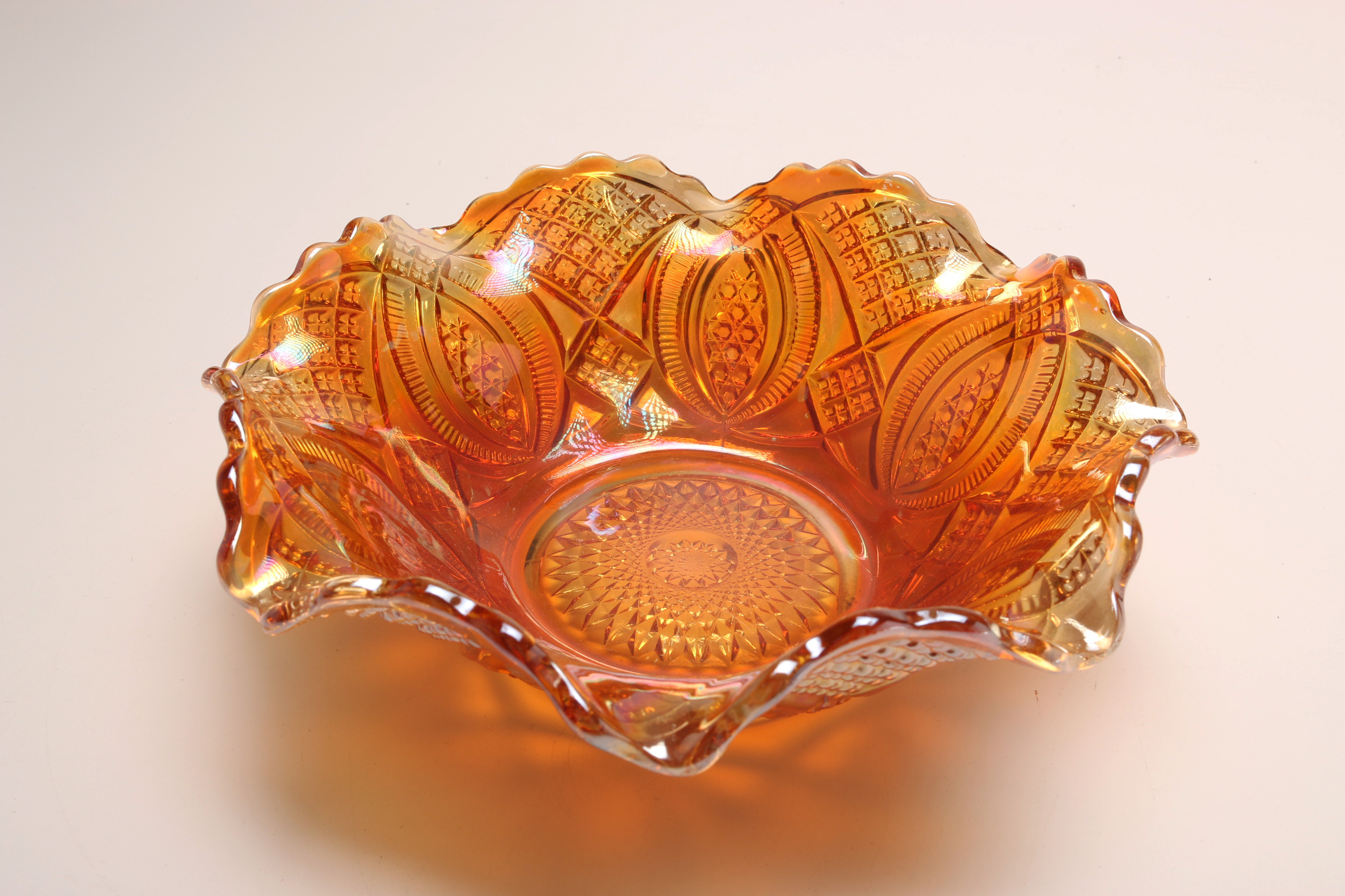Carnival Glass and Amber Glass Bowls
