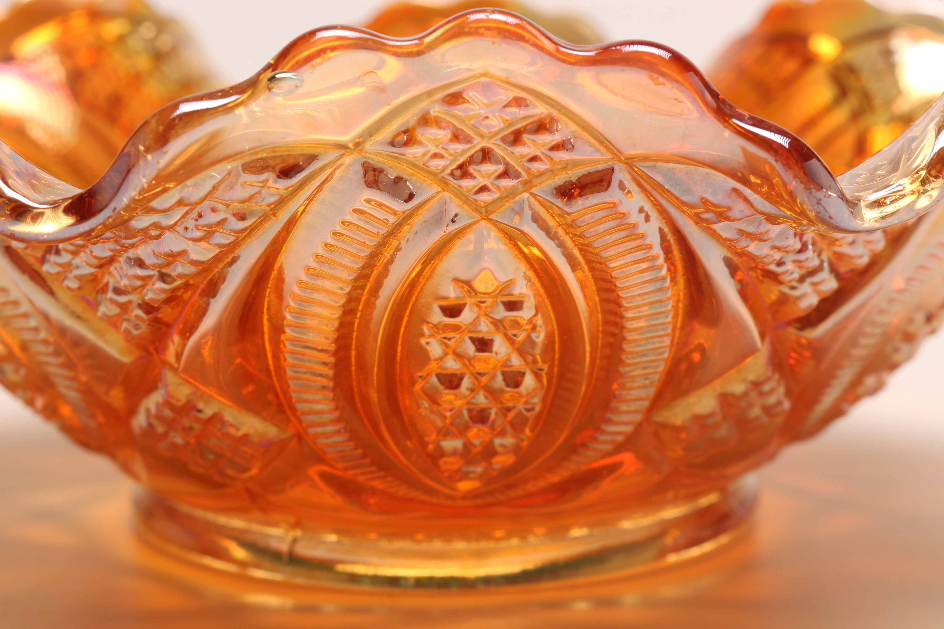 Carnival Glass and Amber Glass Bowls