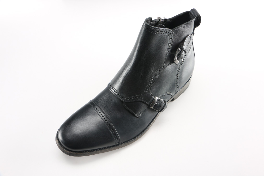 John Varvatos Leather Stanley Brogued Monk Boots