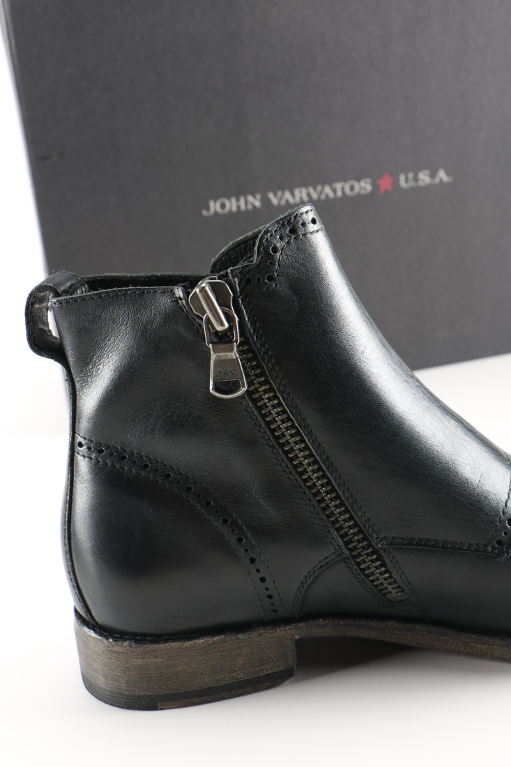 John Varvatos Leather Stanley Brogued Monk Boots