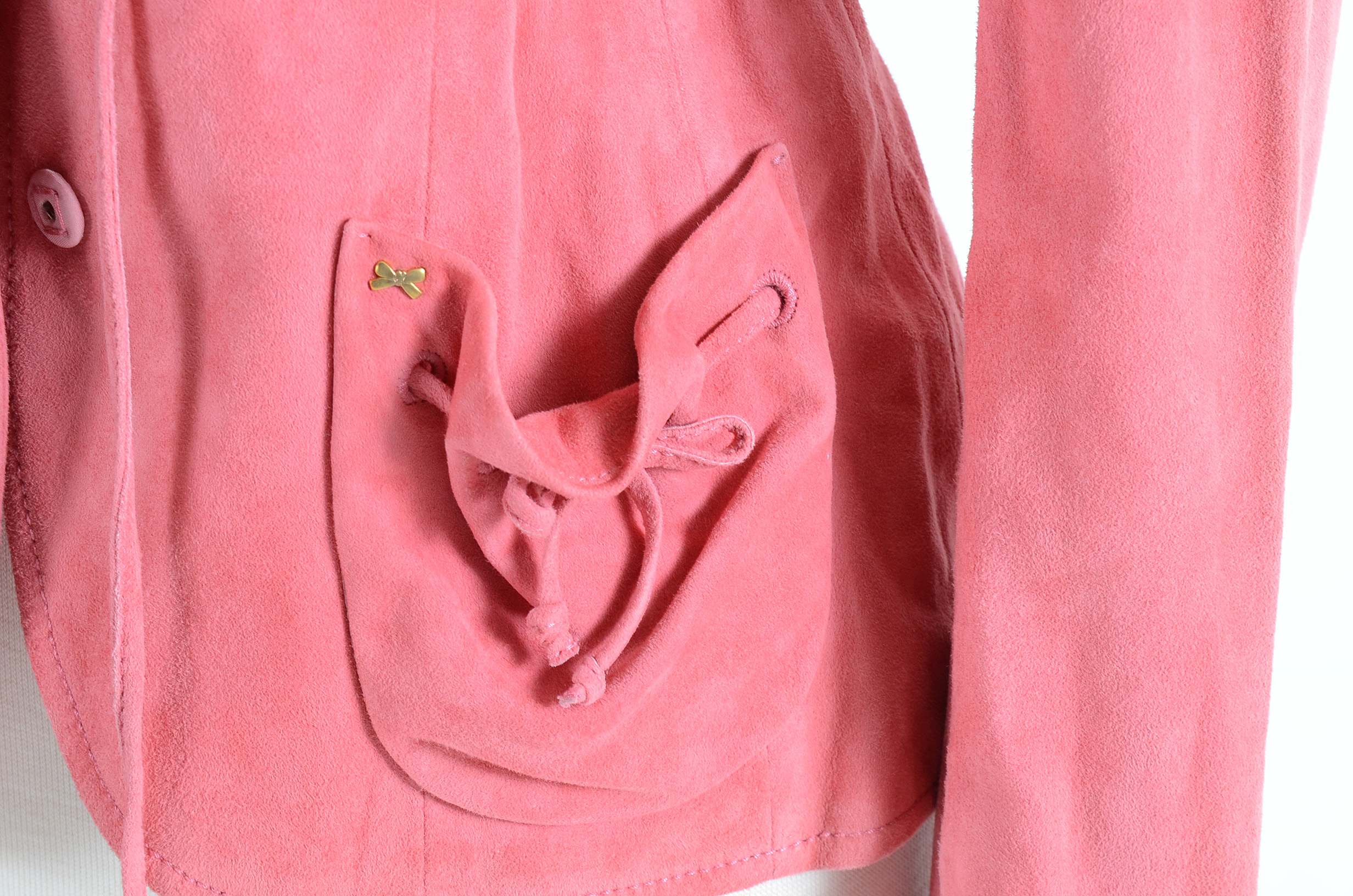Rena Lange Pink Goat Skin Suede Jacket