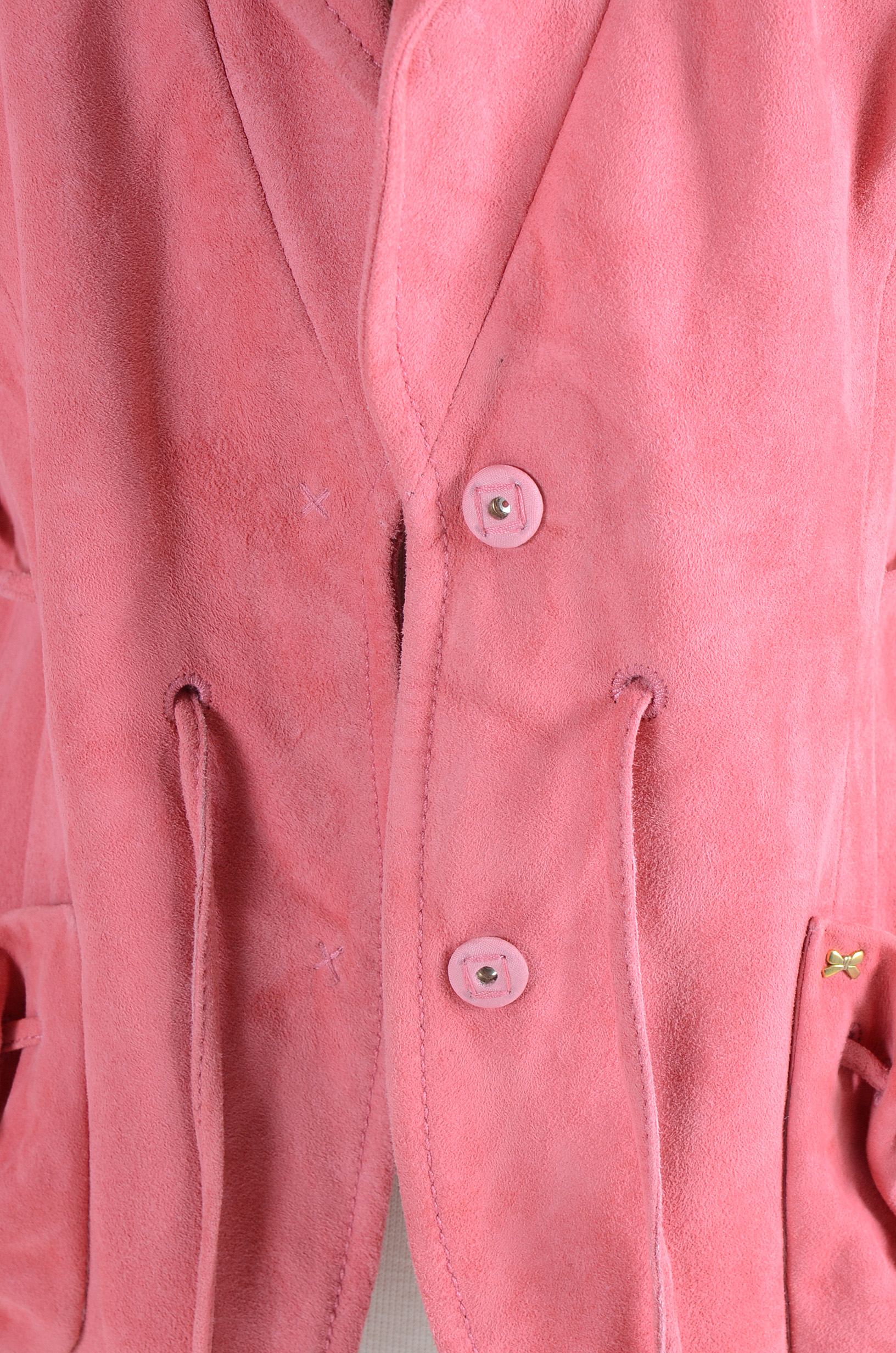 Rena Lange Pink Goat Skin Suede Jacket