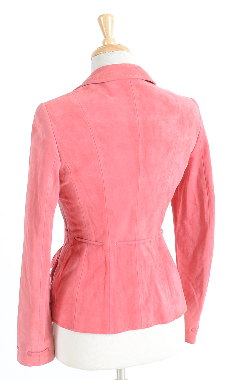 Rena Lange Pink Goat Skin Suede Jacket