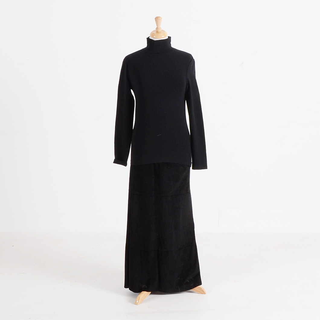 Suede Kenneth Cole Maxi Skirt and DKNY Turtleneck