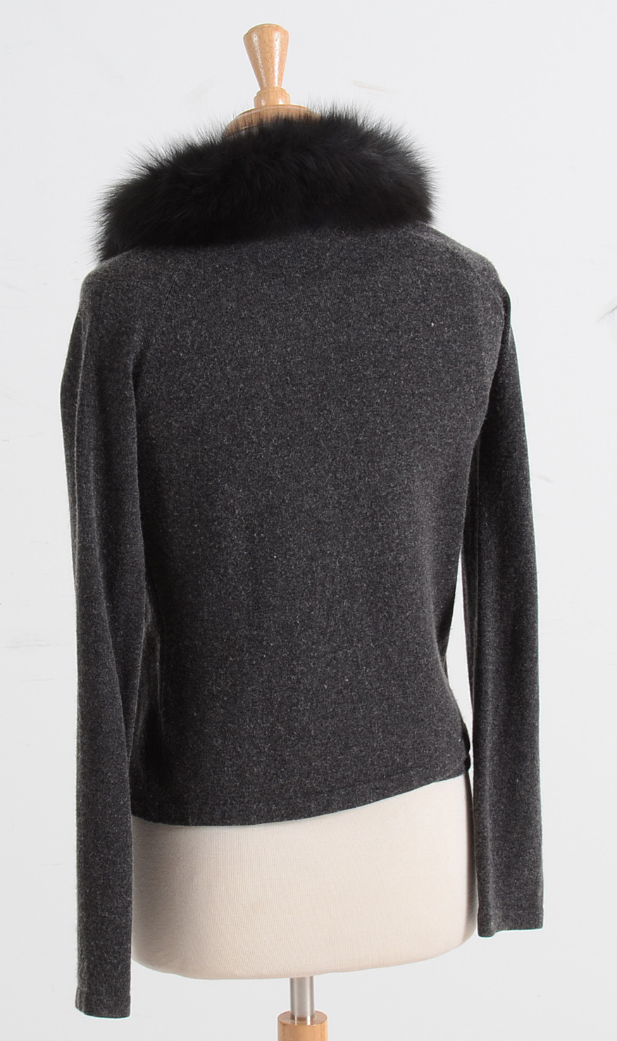 Jon Silk and Cashmere Blend Sweater Set with Fox Collar