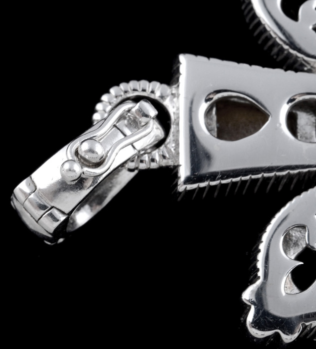 Judith Ripka Sterling Silver Tiger Eye, Black Onyx and Citrine Cross Pendant