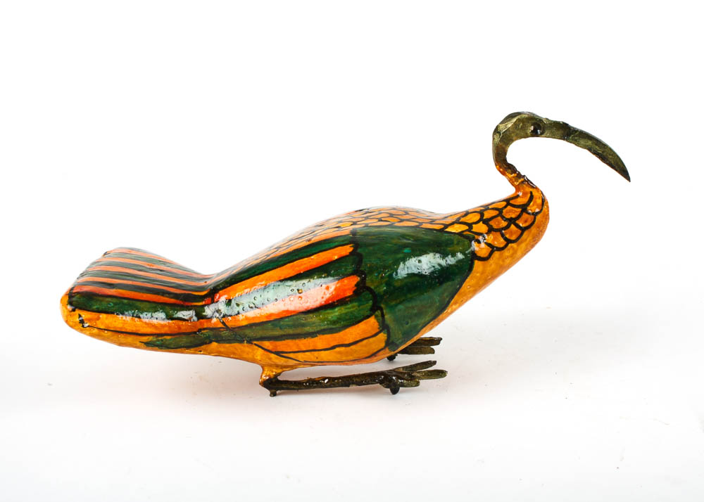 Hand-Painted Bird Art and Carved Gourd Planter