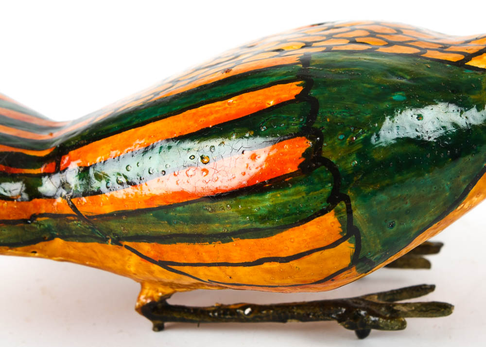 Hand-Painted Bird Art and Carved Gourd Planter