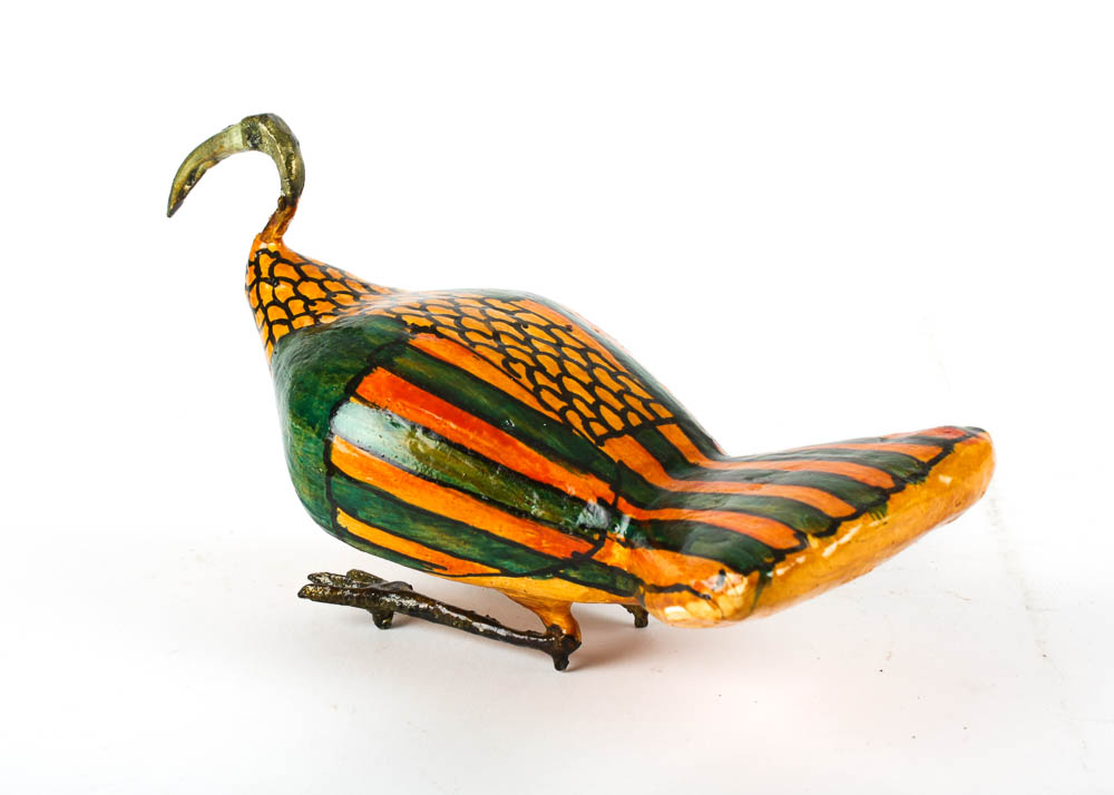 Hand-Painted Bird Art and Carved Gourd Planter