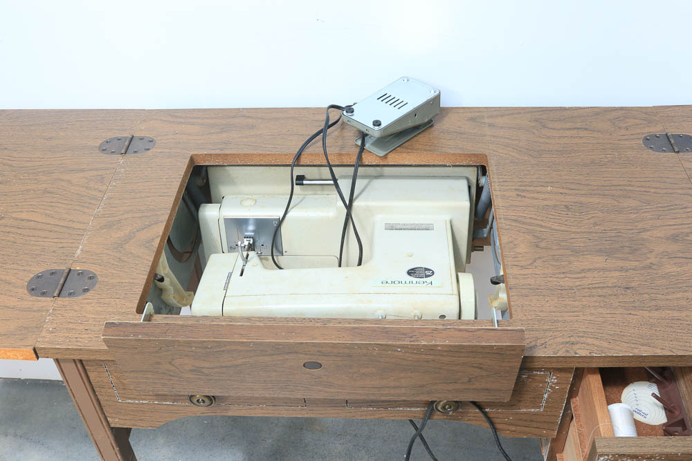 Vintage Kenmore Sewing Machine in Sewing Table
