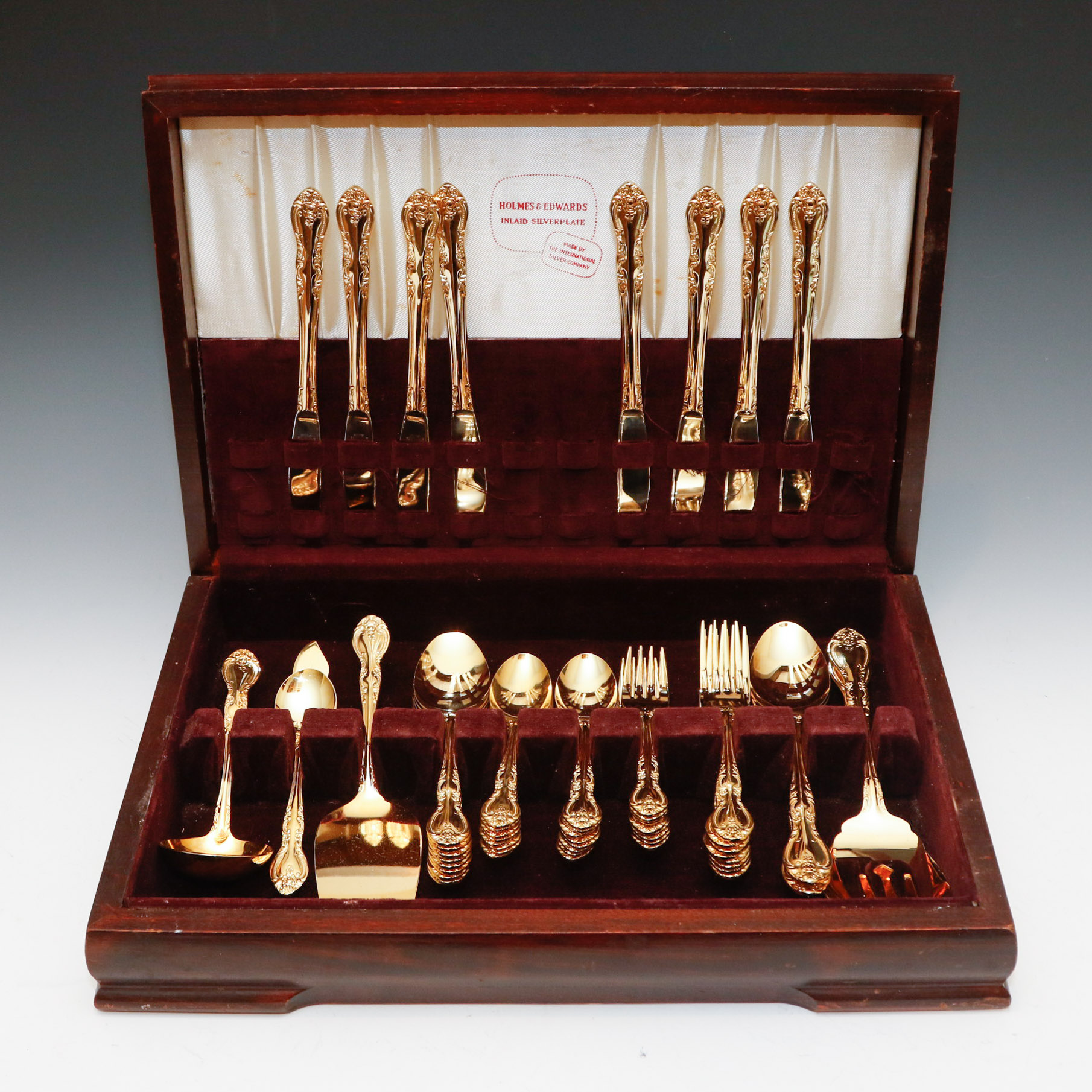 Holmes and Edwards "Sarah Ann" Gold-Plated Stainless Flatware Service for Eight