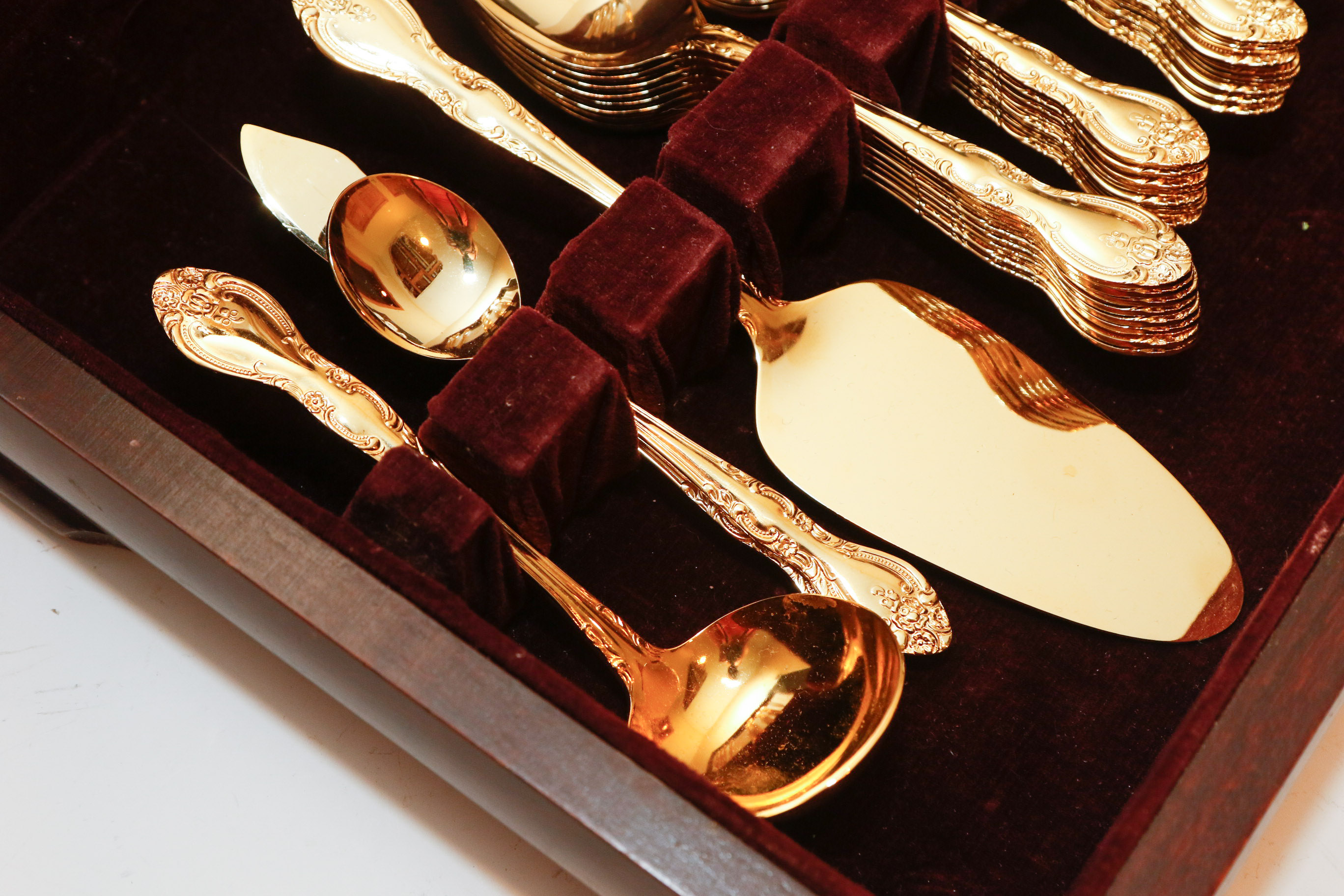 Holmes and Edwards "Sarah Ann" Gold-Plated Stainless Flatware Service for Eight