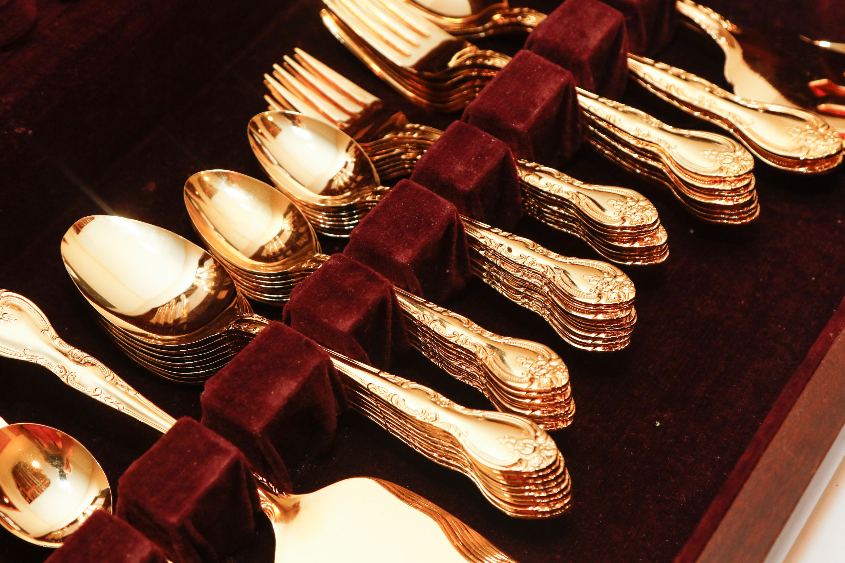 Holmes and Edwards "Sarah Ann" Gold-Plated Stainless Flatware Service for Eight