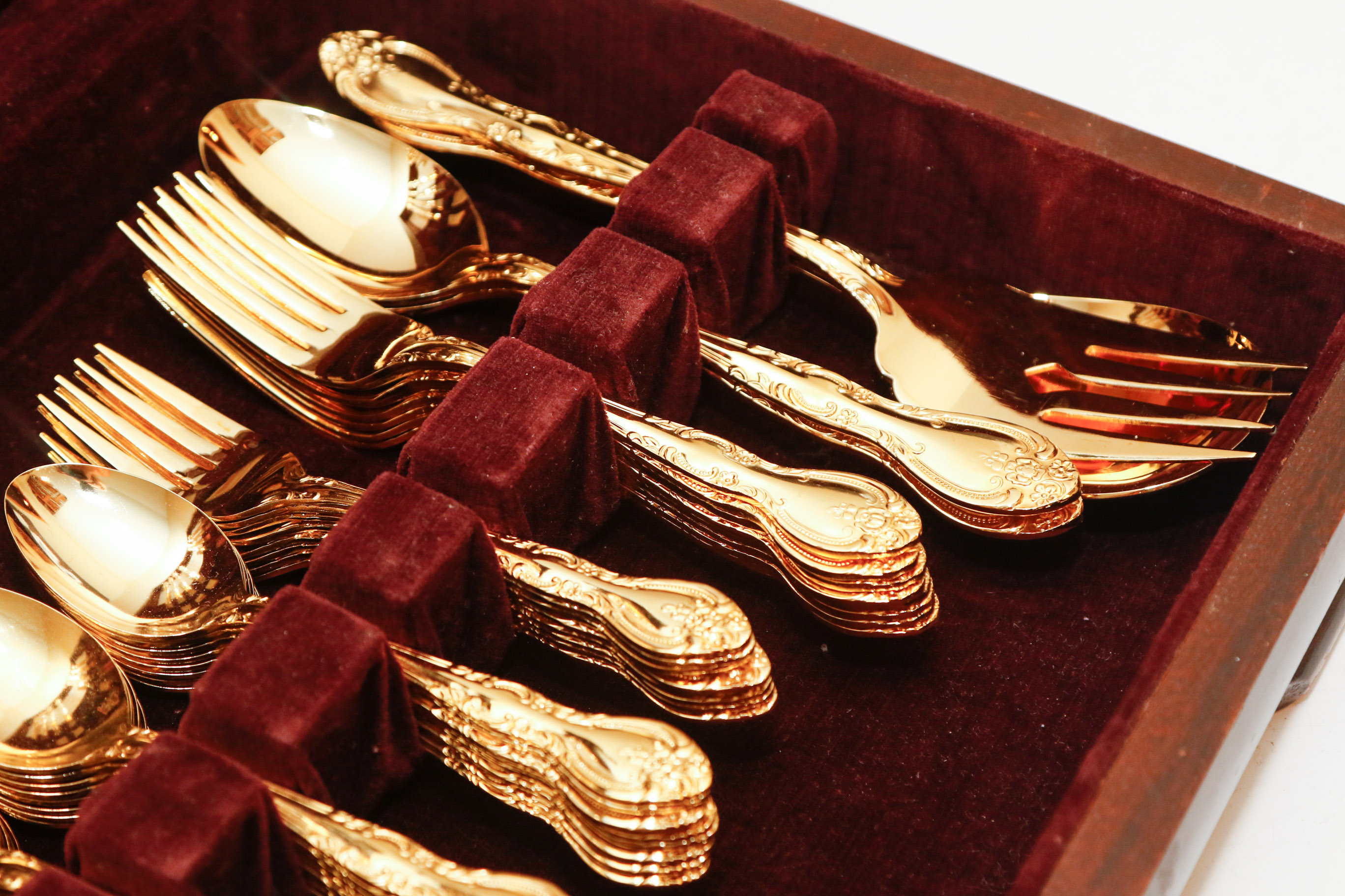 Holmes and Edwards "Sarah Ann" Gold-Plated Stainless Flatware Service for Eight