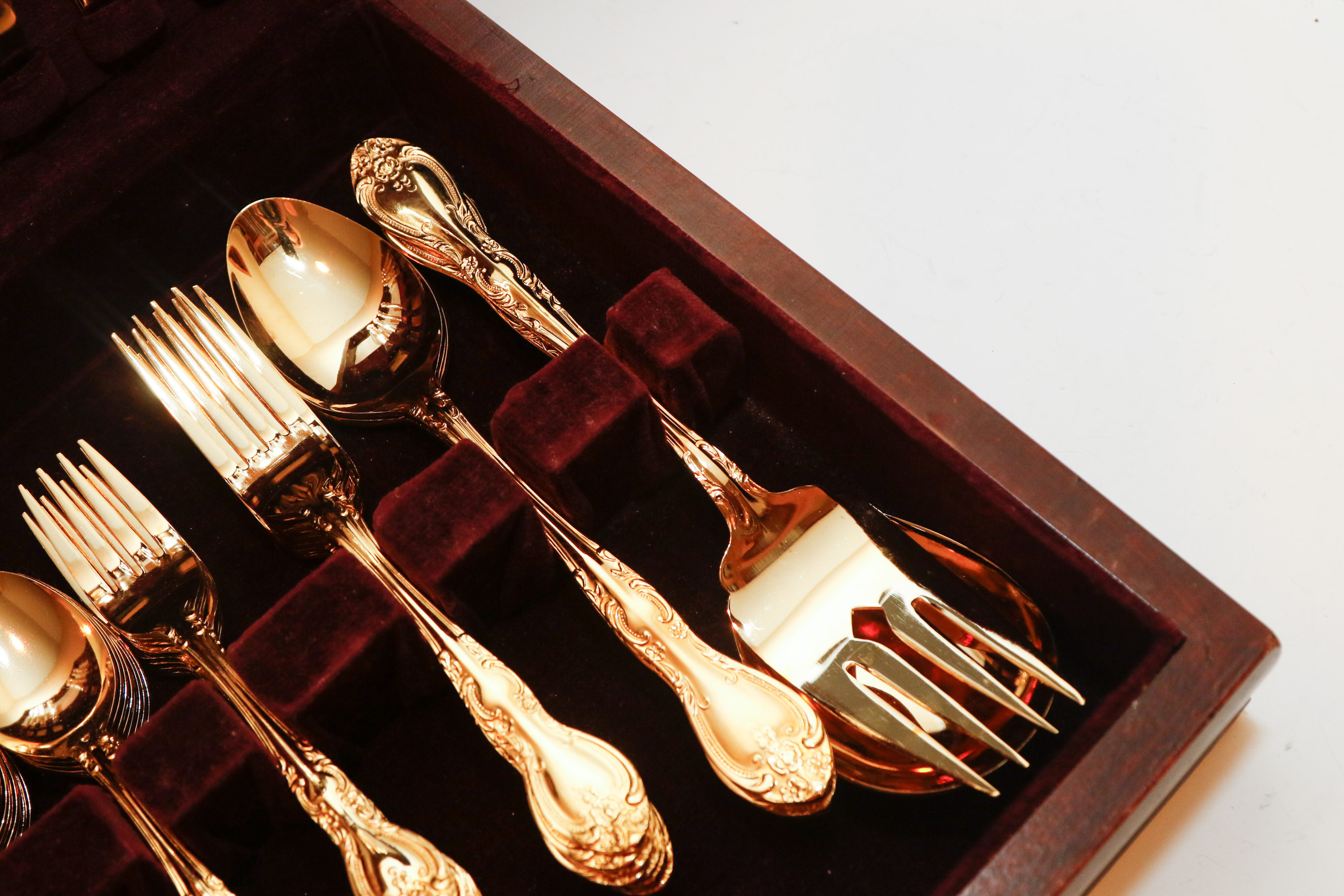 Holmes and Edwards "Sarah Ann" Gold-Plated Stainless Flatware Service for Eight