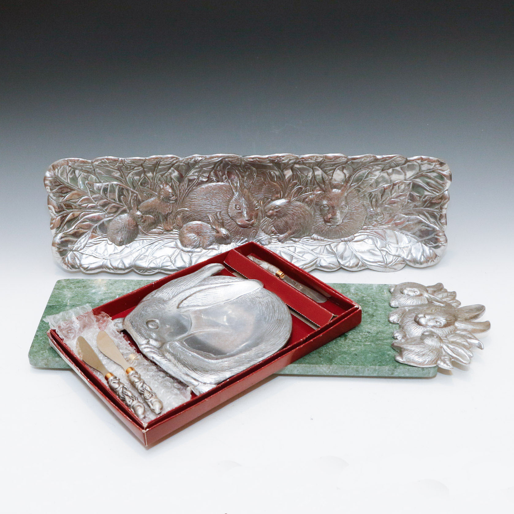 Collection of Arthur Court "Bunnies" Aluminum Tableware