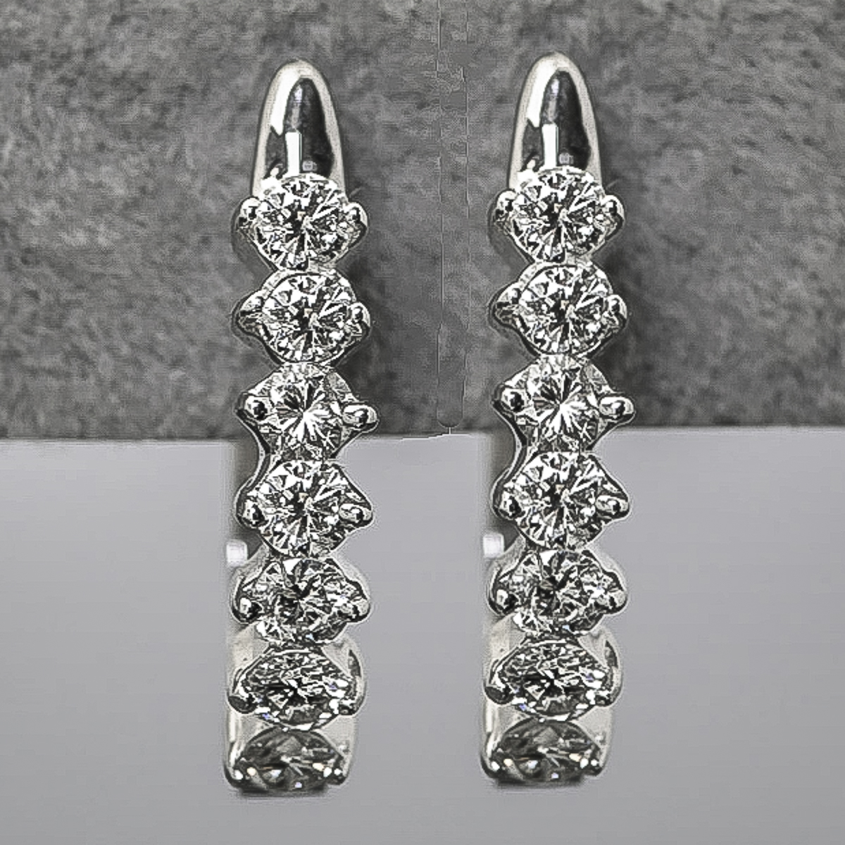 Pair of 14K White Gold and Diamond Earrings