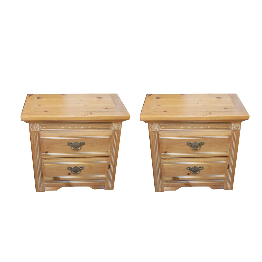 Grouping of Two Knotty Pine Nightstands