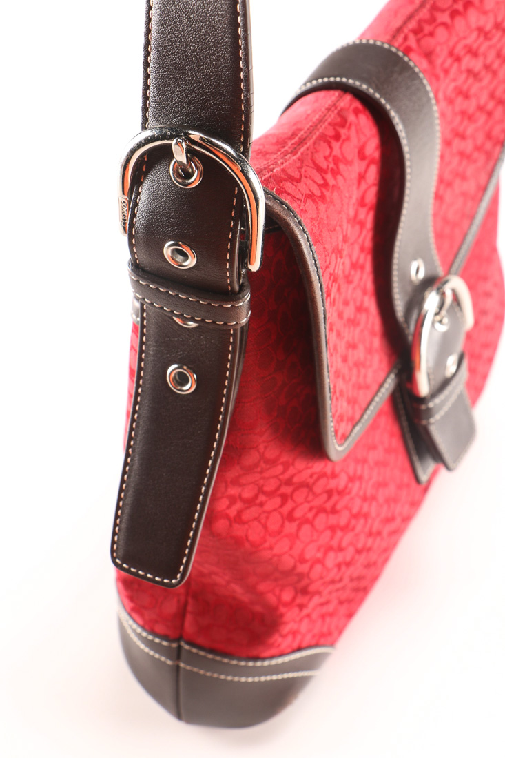 Coach Signature Red Jacquard Shoulder Bag