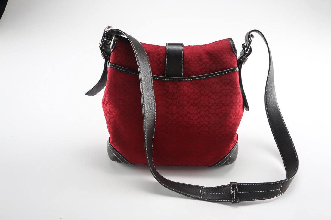 Coach Signature Red Jacquard Shoulder Bag