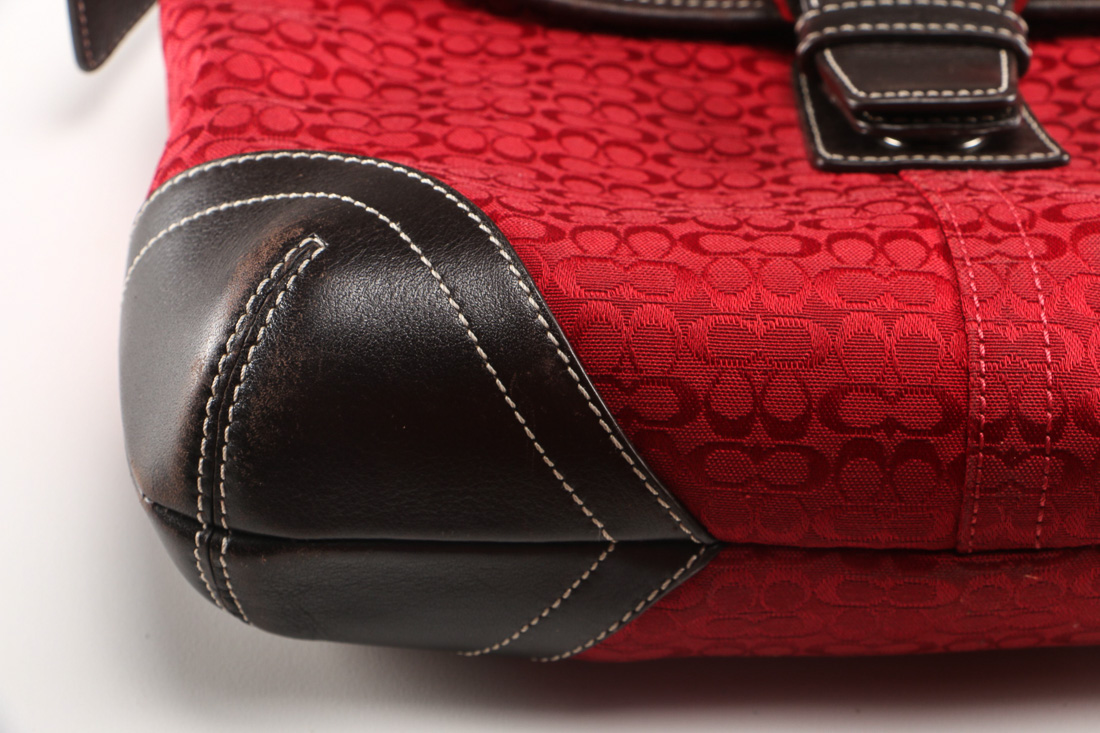 Coach Signature Red Jacquard Shoulder Bag