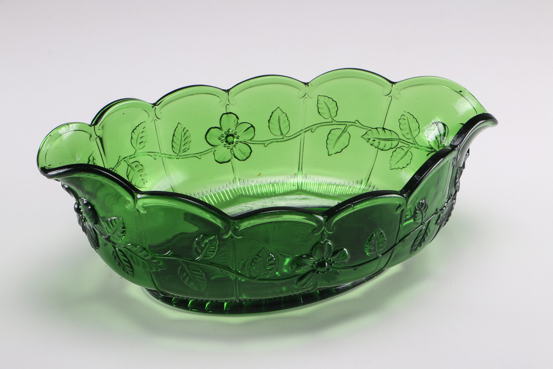 Green Pressed Glass Berry Bowls