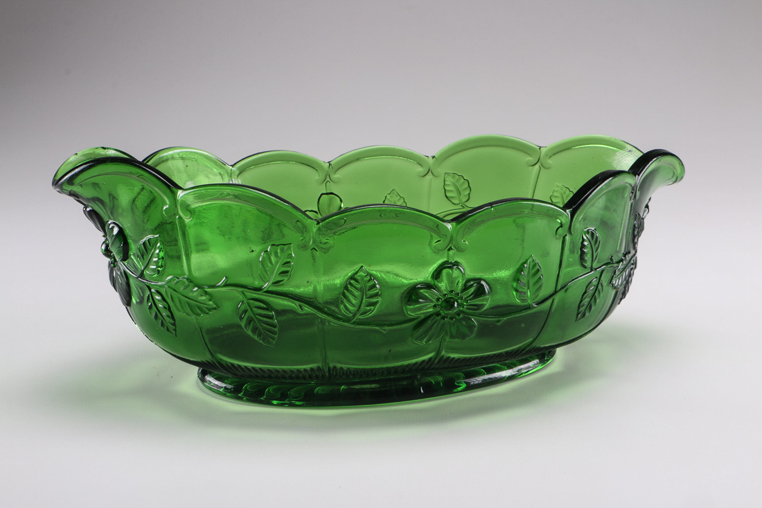 Green Pressed Glass Berry Bowls