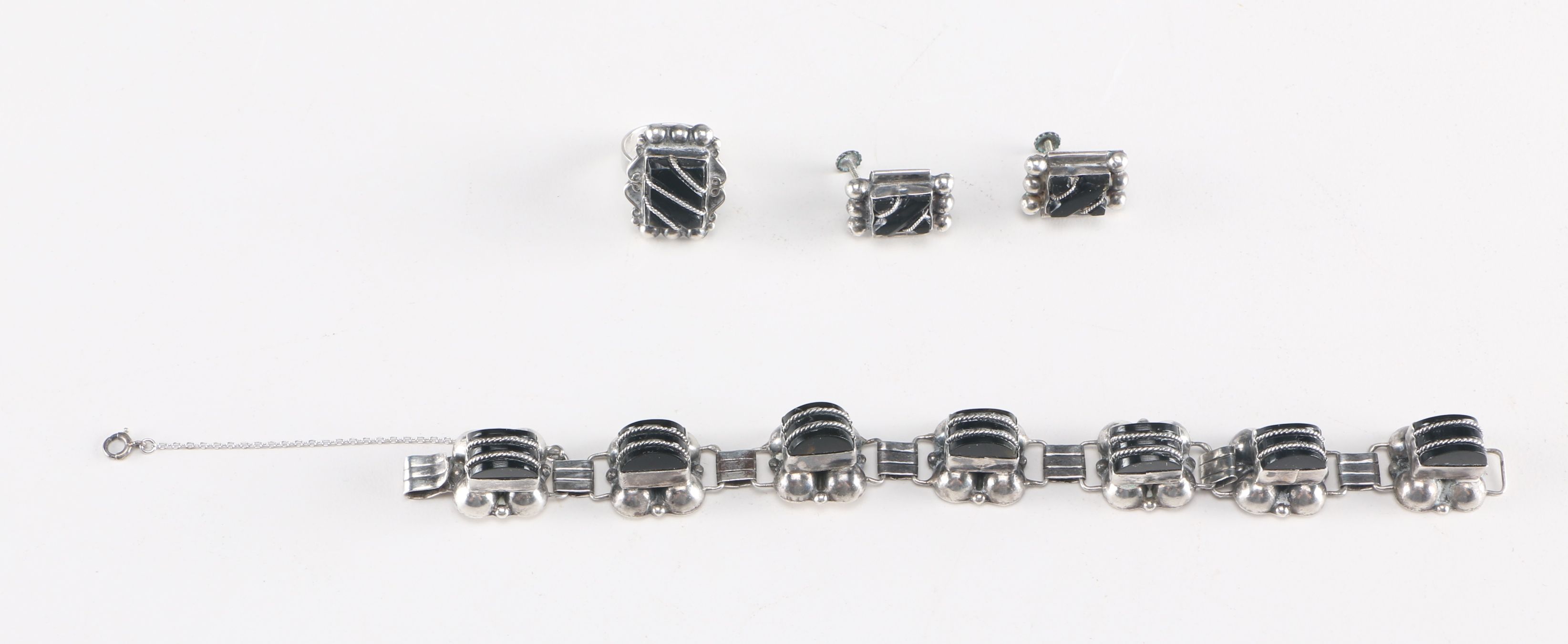 Silver & Onyx Demi Parure