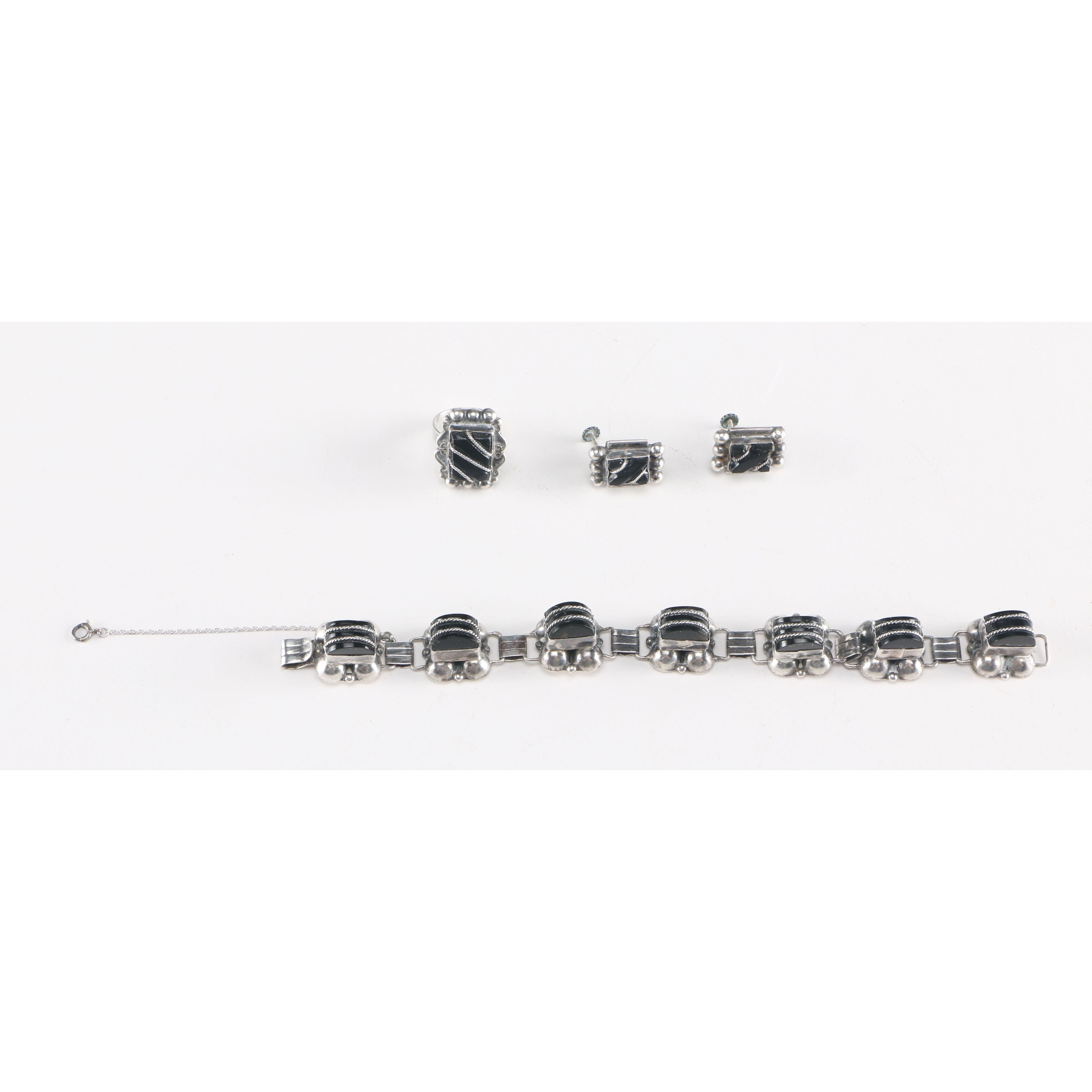 Silver & Onyx Demi Parure