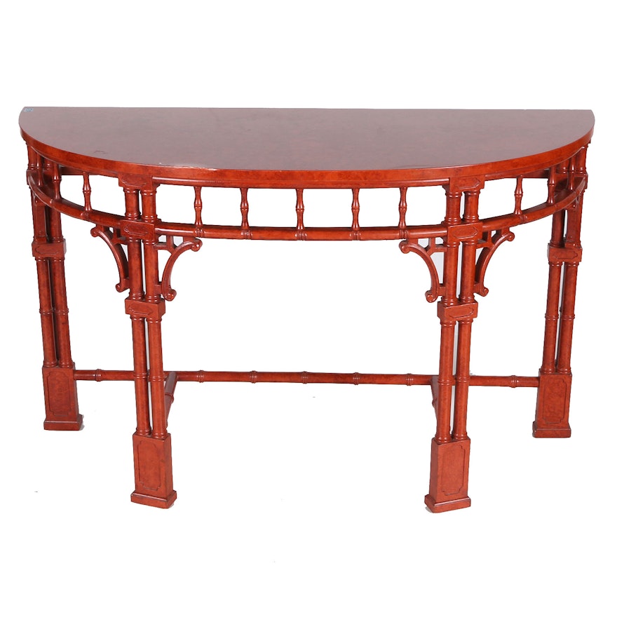 Contemporary Asian-Inspired Demilune Console Table
