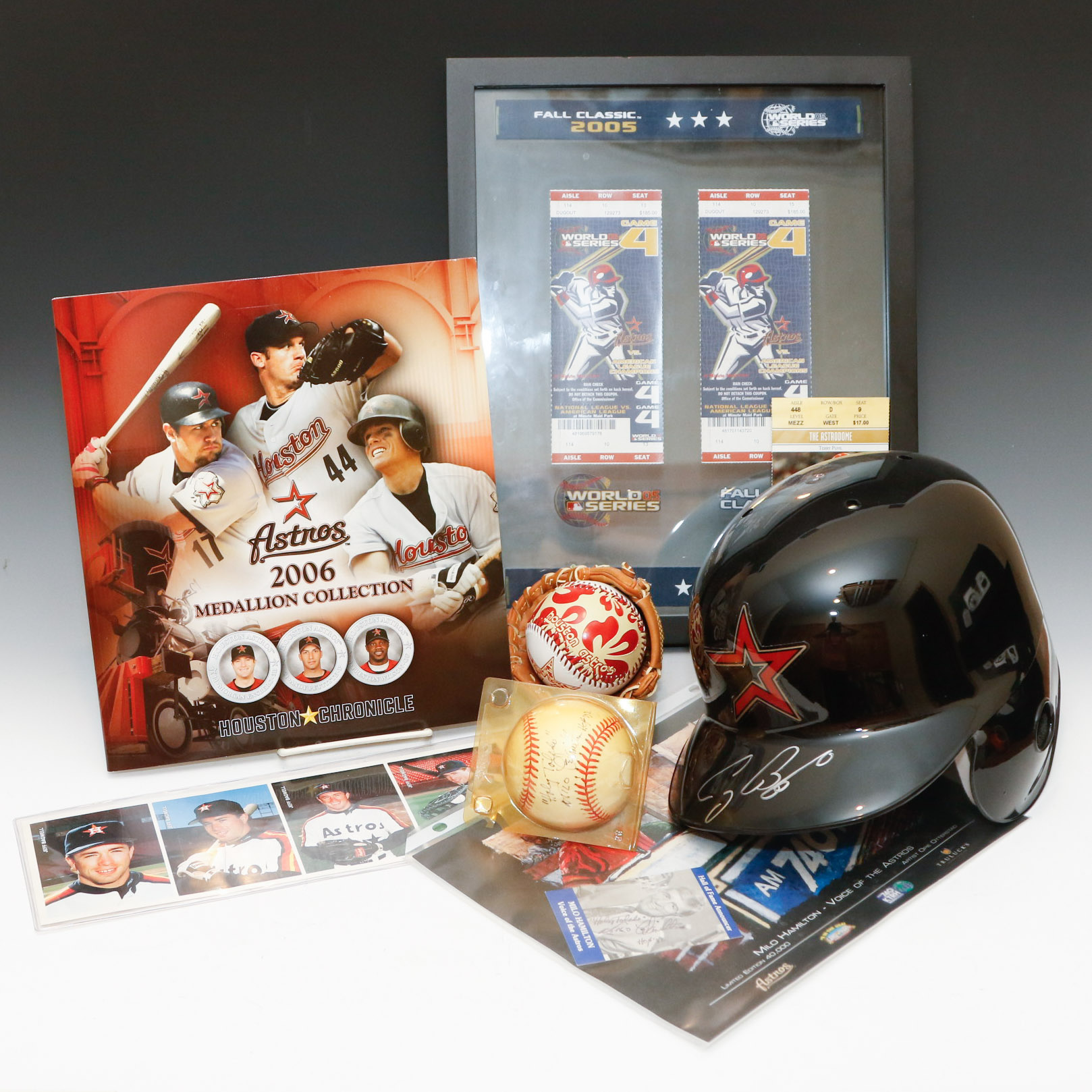 Houston Astros Autographed Baseball Memorabelia Feat.Craig Biggio and Milo Hamilton