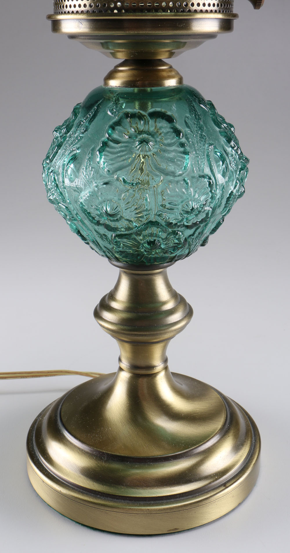 Green Glass Electrified Oil Lamp