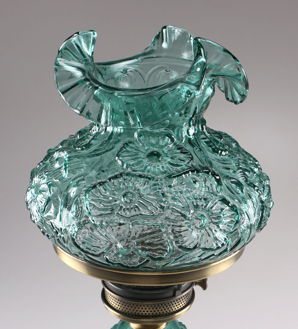 Green Glass Electrified Oil Lamp