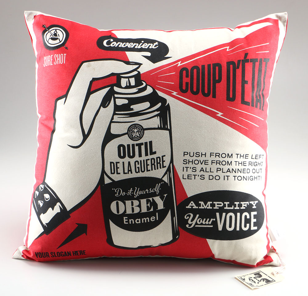 Pair Of Shepard Fairey Pillows