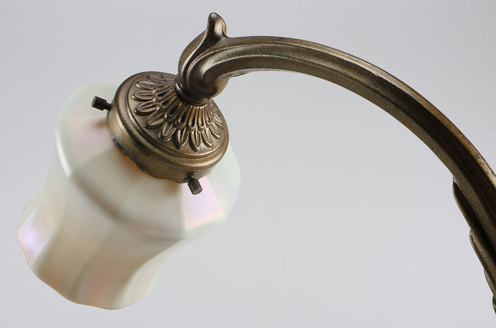 Brass Victorian Lamps with Struben Calcite Aurens Shades