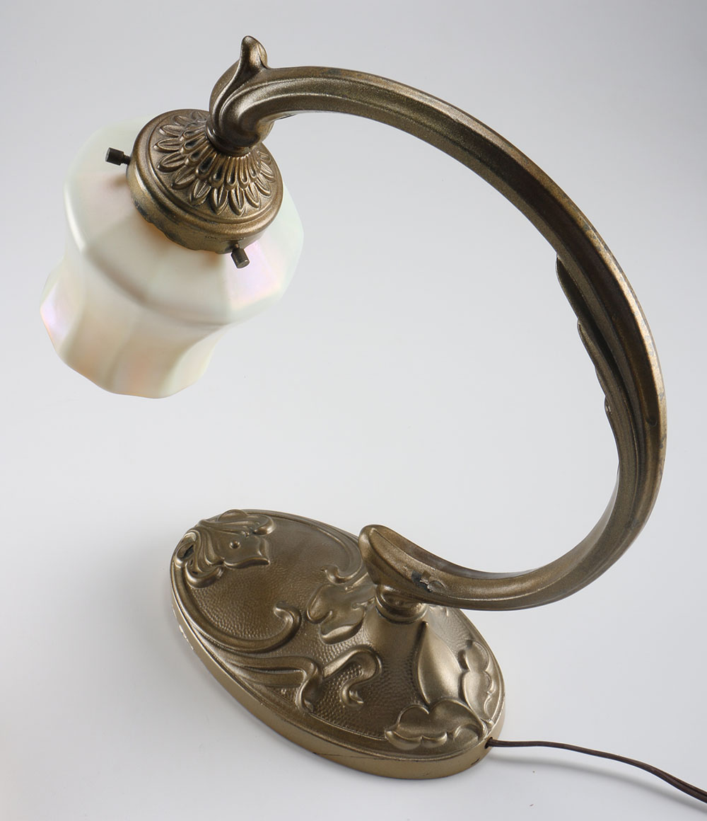 Brass Victorian Lamps with Struben Calcite Aurens Shades