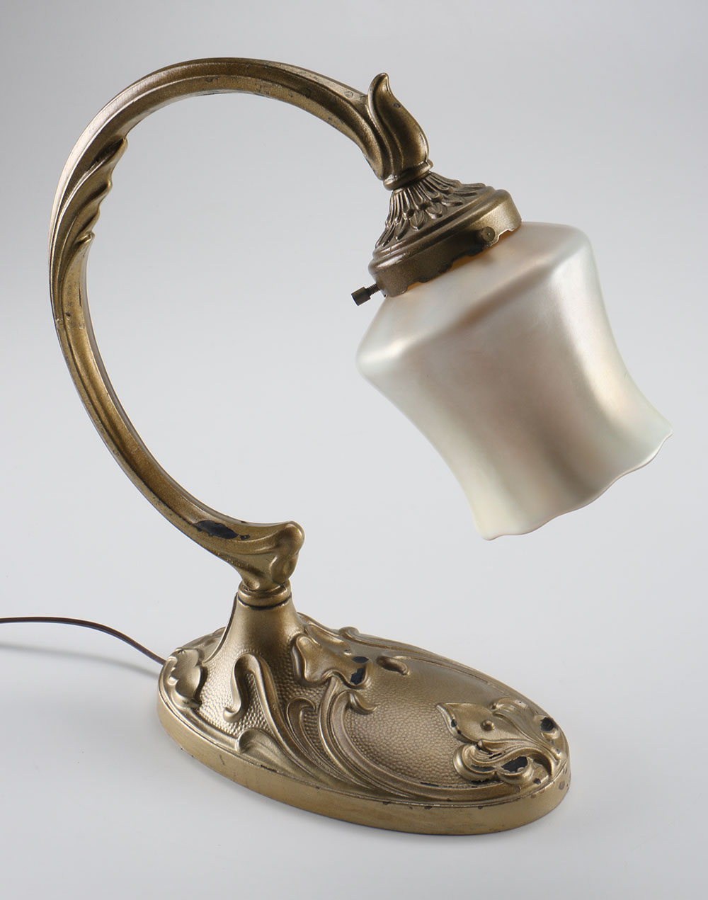 Brass Victorian Lamps with Struben Calcite Aurens Shades