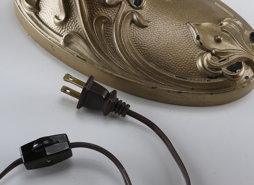 Brass Victorian Lamps with Struben Calcite Aurens Shades