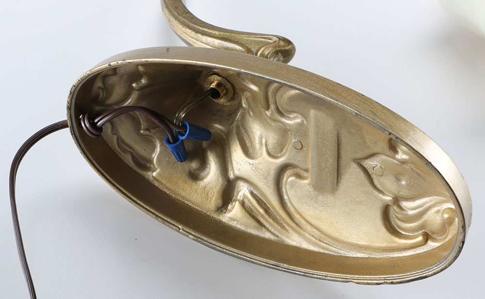 Brass Victorian Lamps with Struben Calcite Aurens Shades