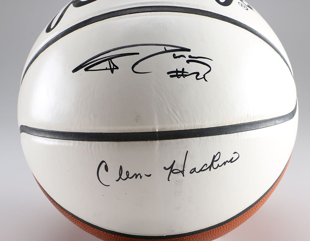 Signed Tim Duncan & Clem Haskins Basketball