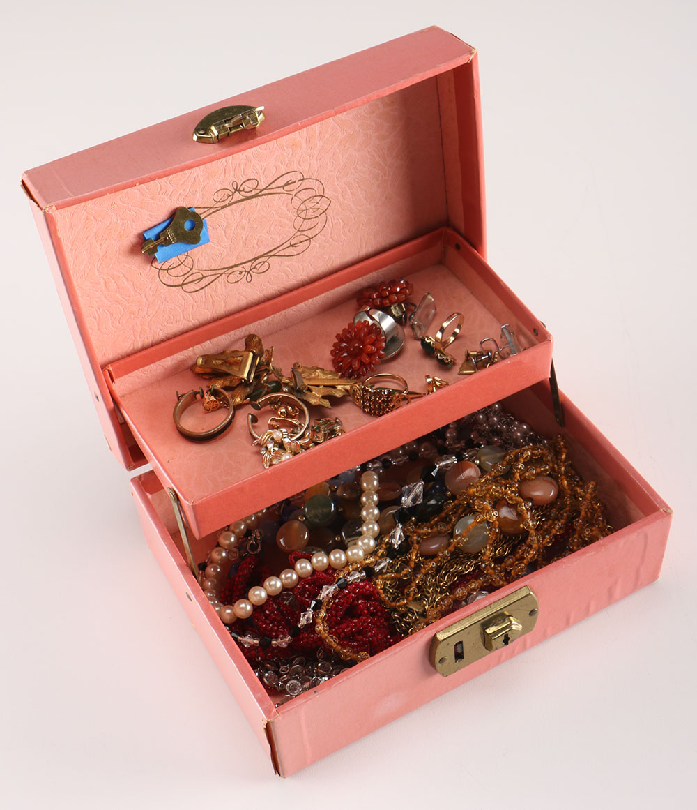 Vintage Costume Jewelry & Box