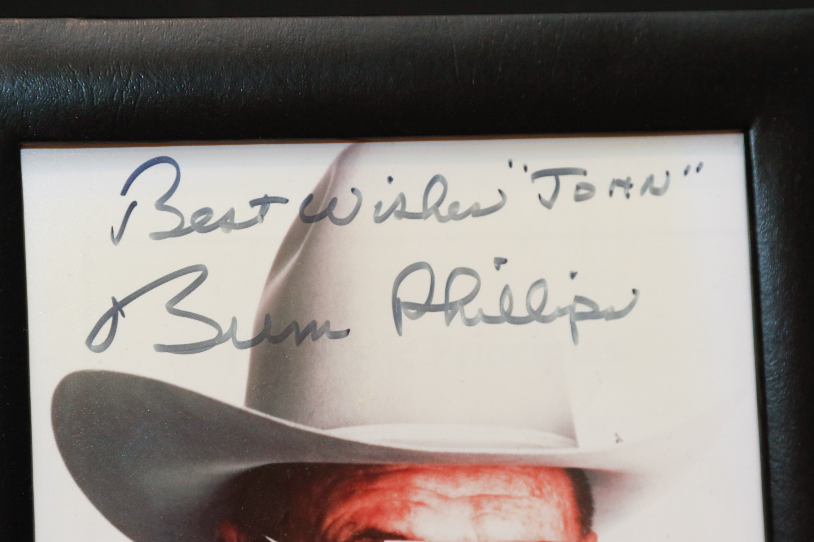 Autographed Warren Moon Football and Bum Phillips Framed Photo