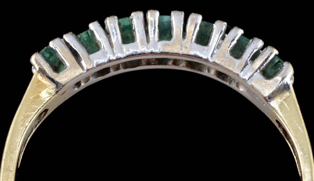 14K Diamond Antique Solitaire Ring and 14K Yellow Gold Emerald Band Ring