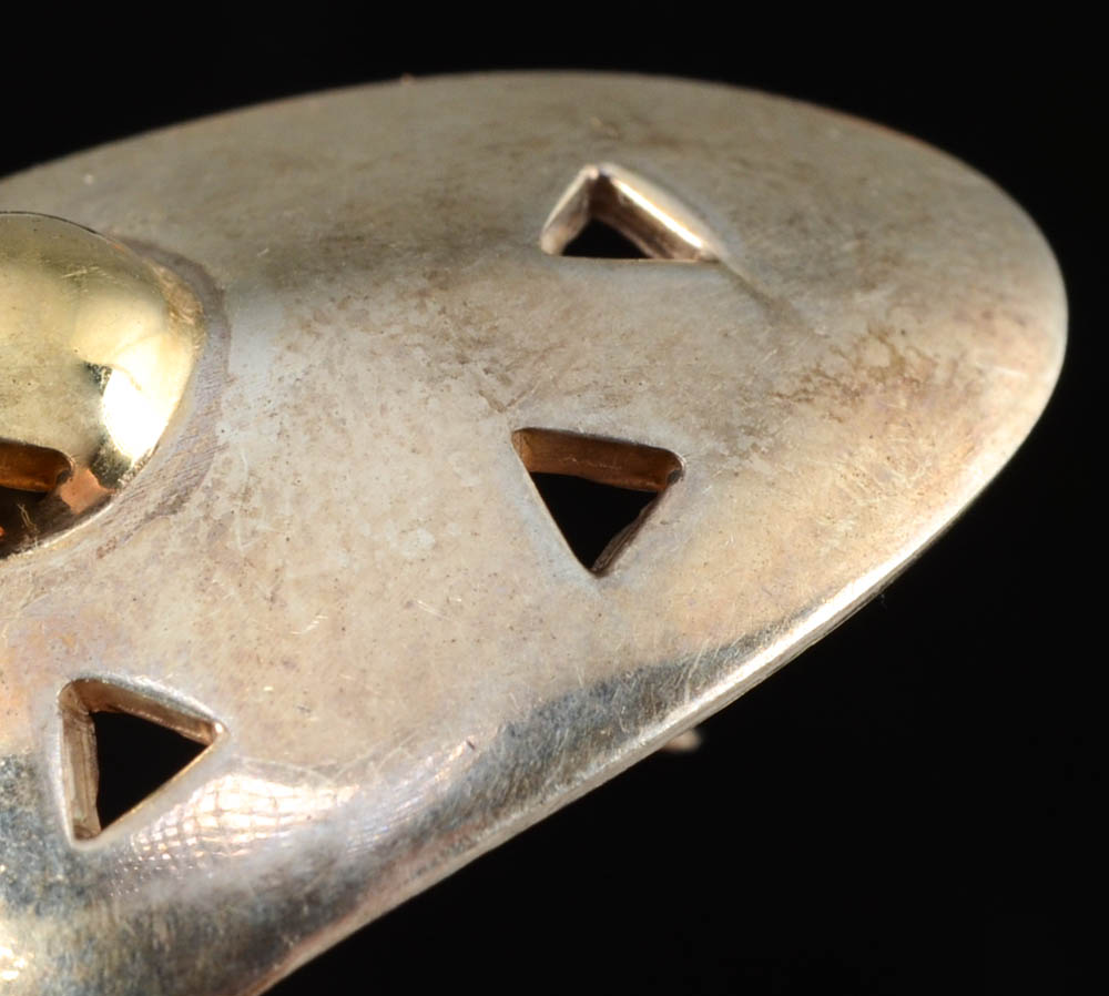 18K Yellow Gold and Sterling John Atencio Half Hoop Earrings