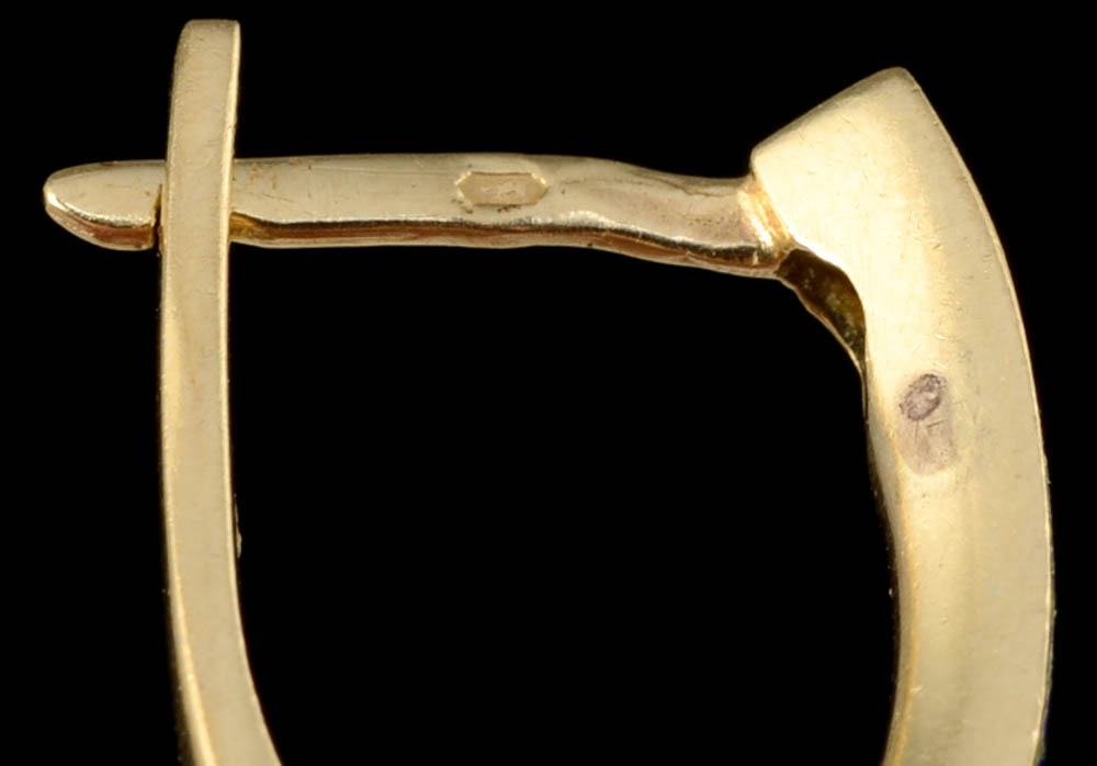 14K Yellow Gold Lapis Hinged Hoop Earrings