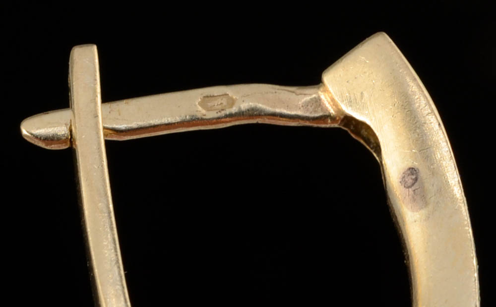 14K Yellow Gold Lapis Hinged Hoop Earrings