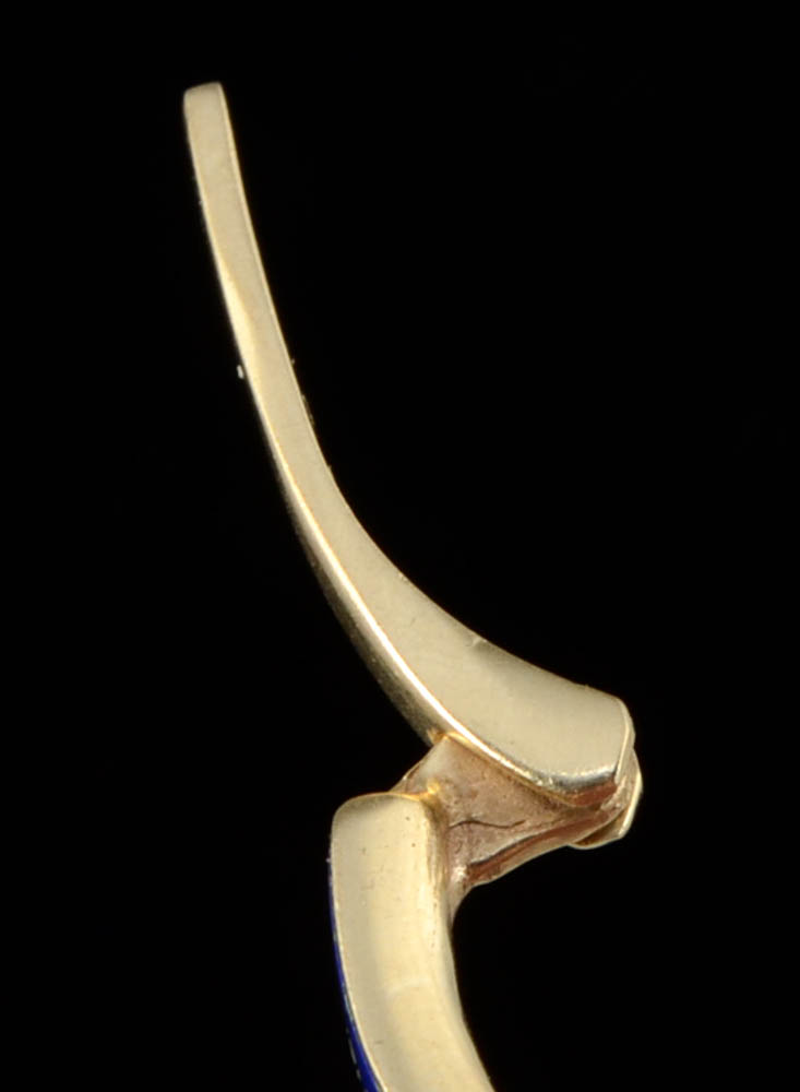 14K Yellow Gold Lapis Hinged Hoop Earrings