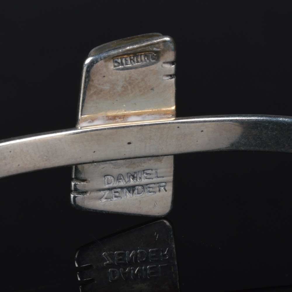 Signed Sterling and Agate Cuff Bracelet