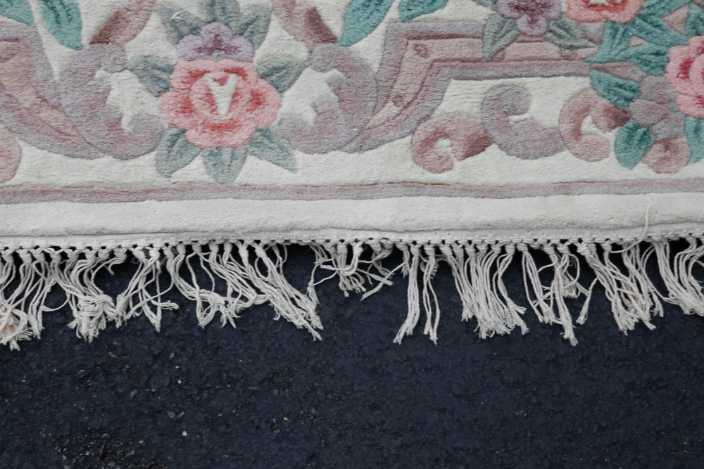 Tufted and Carved Floral Wool Area Rug