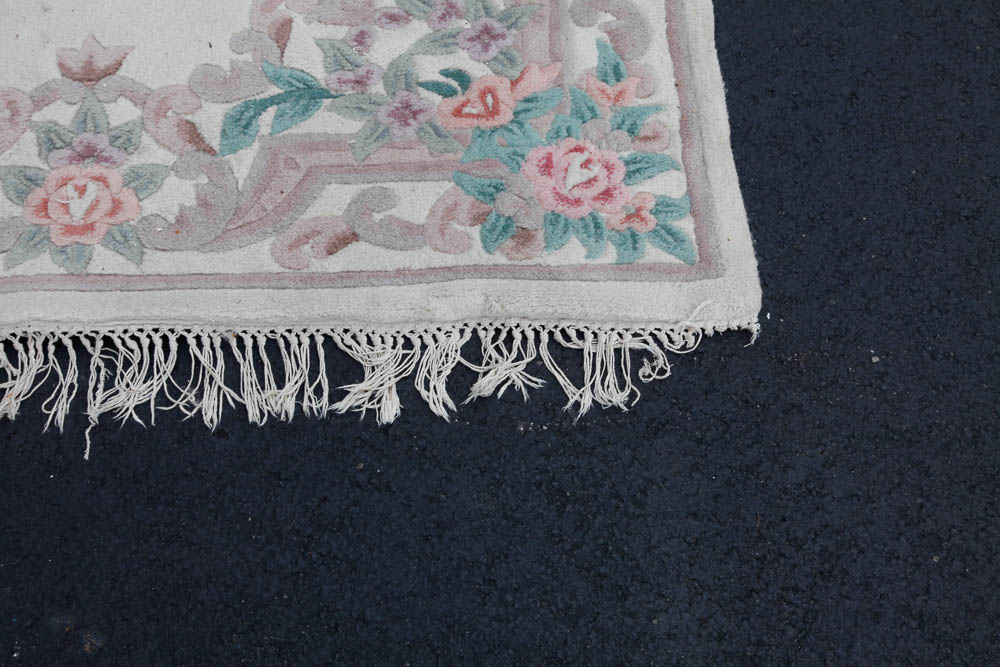 Tufted and Carved Floral Wool Area Rug